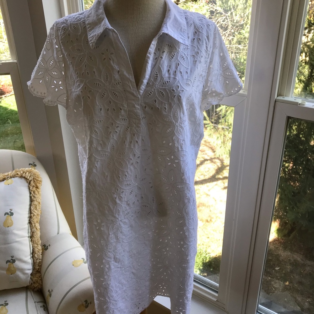 Vineyard Vines White Eyelet Polo Shift Dress
